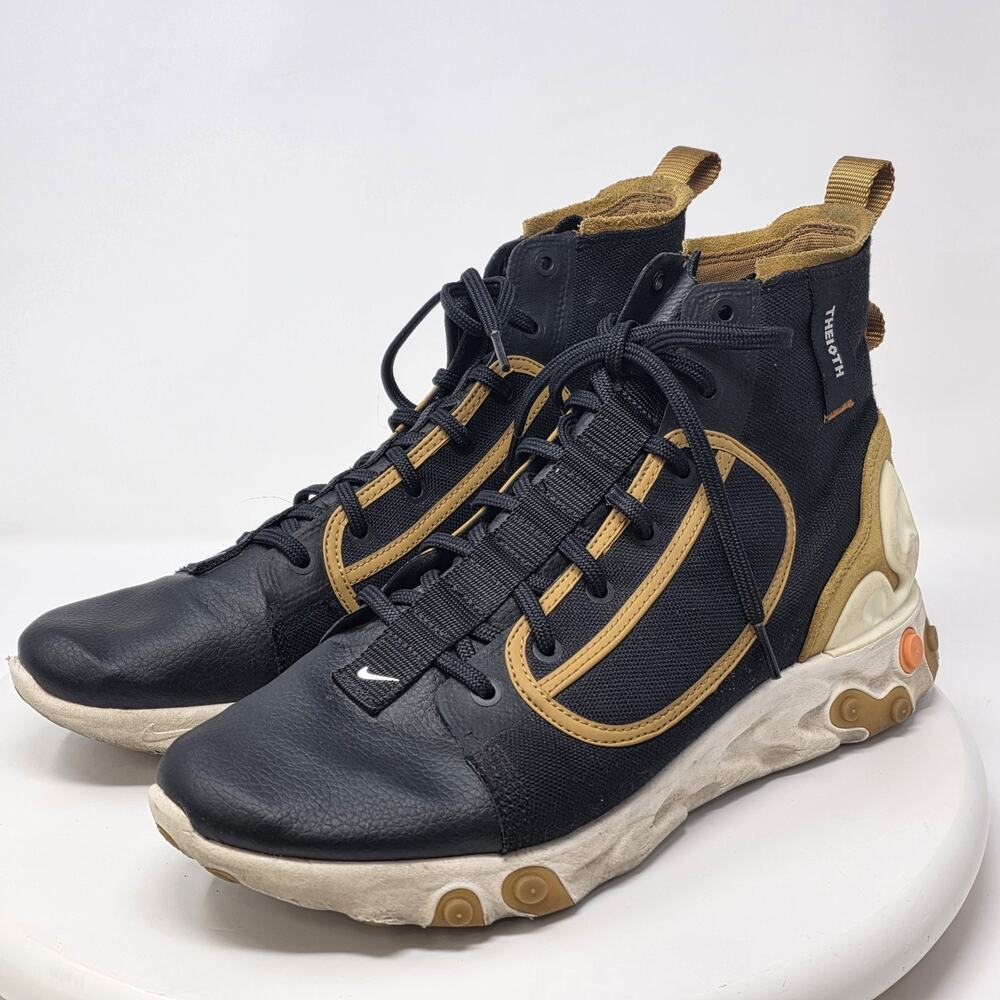 Nike React Ianga THE10TH Athletic Shoes Mens Size 12 Black Gold AV5555-001